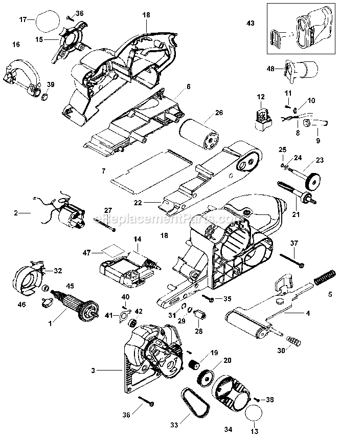 Black and Decker DS321-BR (Type 1) Belt Sander Power Tool Page A Diagram